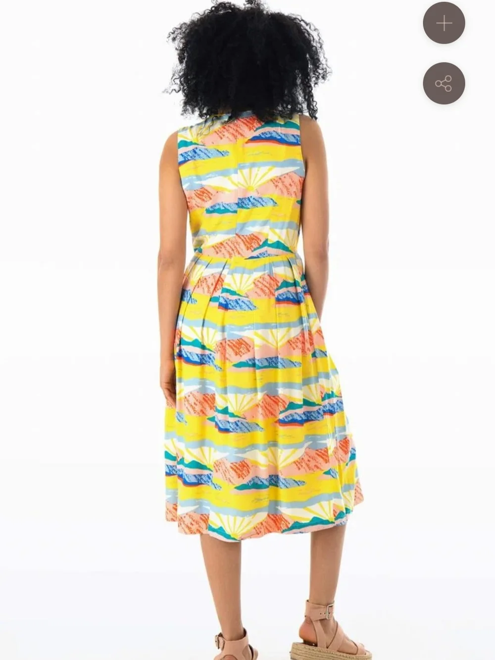 Emily And Fin Josie Bright Yellow Multicolor Sleeveless Dress Size 14UK - Picture 2 of 4